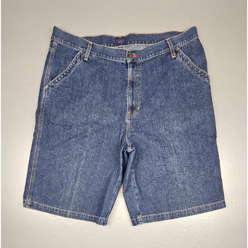 Tommy Hilfiger Jean Shorts Mens 42. Vintage Baggy Flat Front Hip-Hop Denim Jorts
